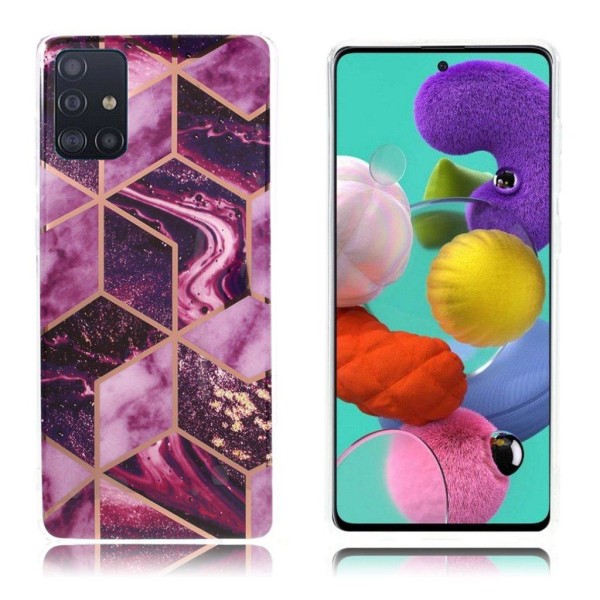 Marble design Samsung Galaxy A51 cover - Mørk Lilla Purple