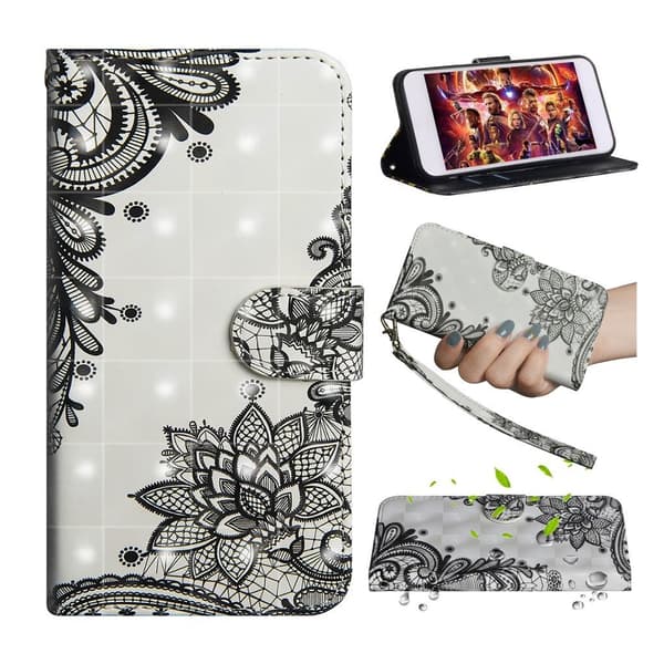 Huawei Y6 2019 Skinnetui Med Mønster - Blonder Black