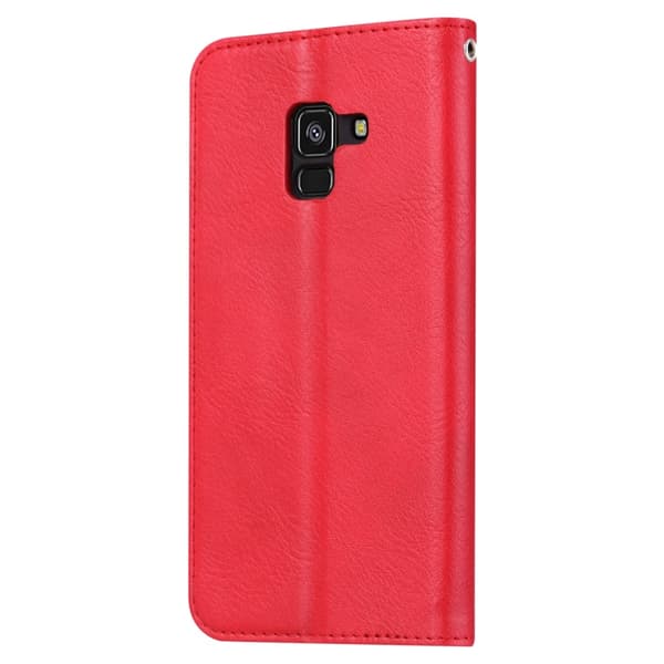 Samsung Galaxy A8 (2018) PU Nahka lompakko jalusta suojakotelo - Punainen Red