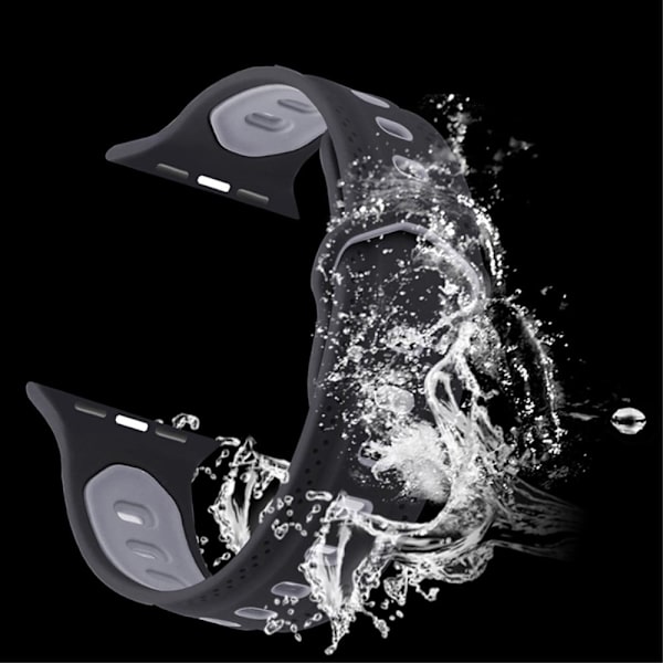 Apple Watch (41mm) tofarvet silikone-urrem - Sort / Grå Black