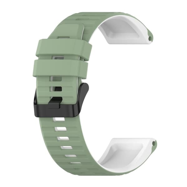 22 mm dobbeltfarvet silikoneurrem til Garmin-ur - Grøn / Hvid Green