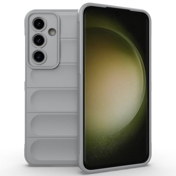 Mjukt greppformat Samsung Galaxy S24 FE skal - Ljusgrå Silvergrå