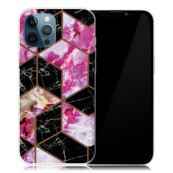 Marble design iPhone 13 Pro cover - Sort Og Rosa Marmor Multicolor