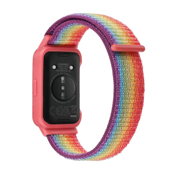 Huawei Band 8 / 9 Nylon Loop Watch Strap with Integrated Flexible Protective Case - Rainbow Multicolor