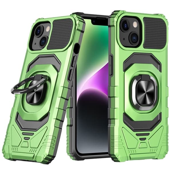 Slitesterkt hardplastdeksel med myk innside og kickstand for iPhone 14 Plus - Grønn Green