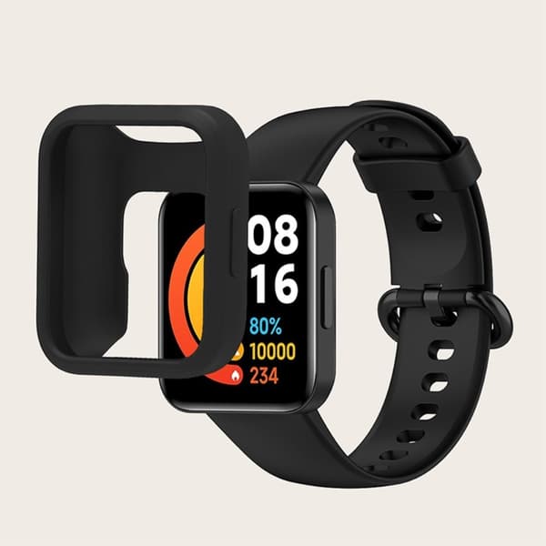Xiaomi Redmi Watch 2 / Watch 2 Lite silikonikellon hihna ja kotelo - Musta Black