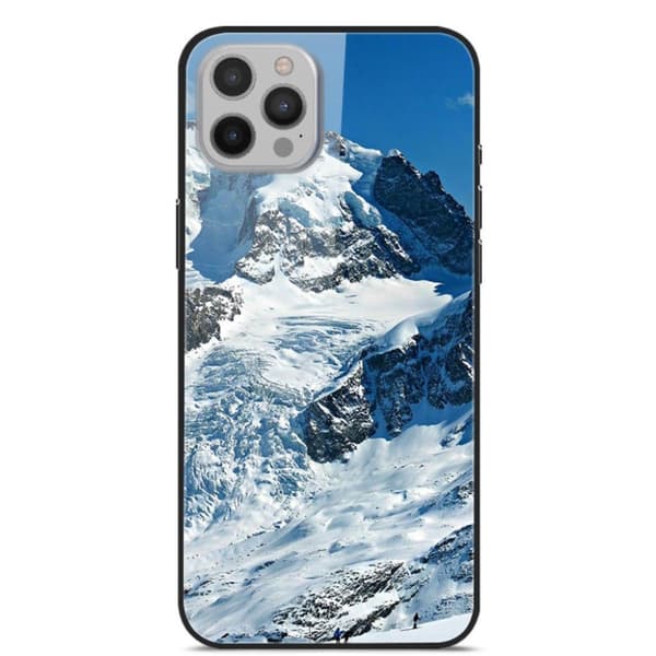 Mønstertrykglas og fleksibelt og stødsikkert telefonhus Cover iPhone 12 Pro Max - Snebjerg Transparent
