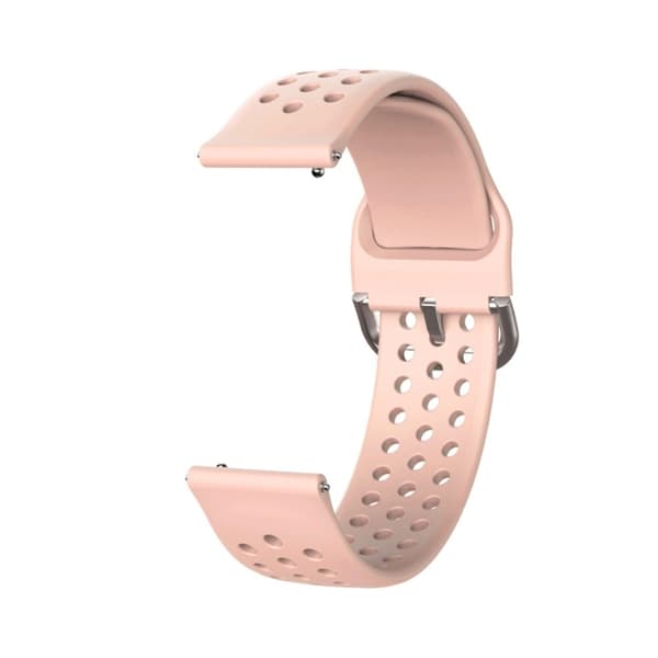 22 mm universal silikoneurrem med runde huller - Lyserød / Sølvspænde Pink