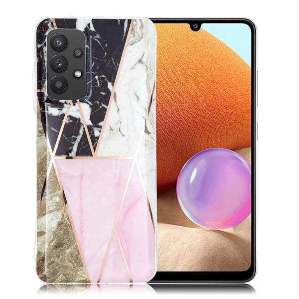 Marble Samsung Galaxy A32 Etui - Grå / Rosa / Hvit Multicolor