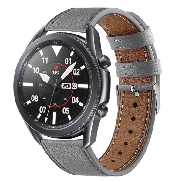 äkta läder klockarmband för Samsung Galaxy Watch 3 (45mm) - grå Silvergrå