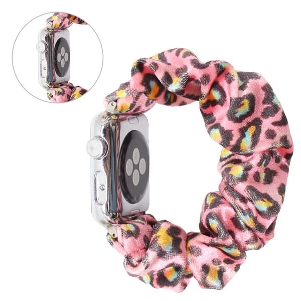 Apple Watch Series 6 / 5 44mm pulserende hårbåndsarmbånd - Rosa Leopardmønster Pink