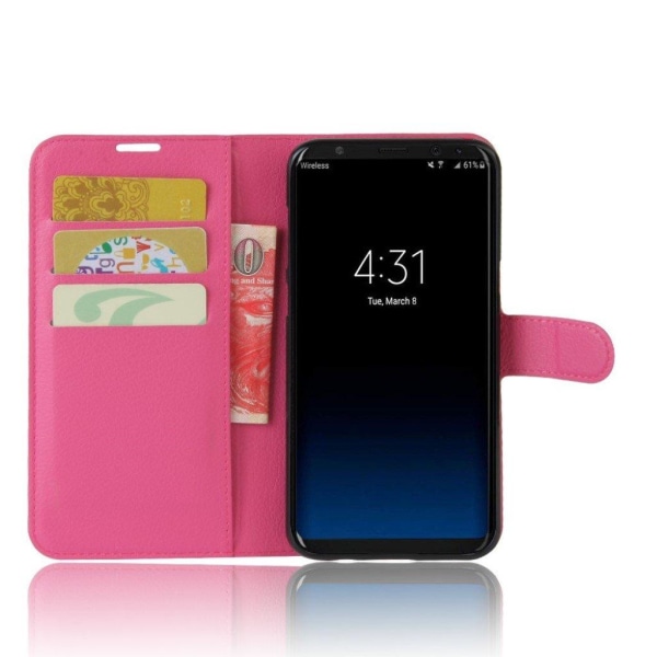 Samsung Galaxy S8 Litsi Kuvioinen Magneetti Nahkakotelo - Kuuma Pinkki Pink