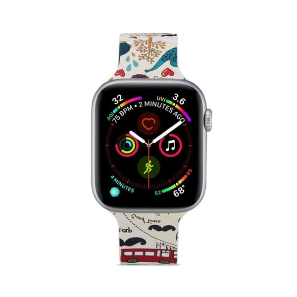 Apple Watch Series 5 44mm Mønster silikone urrem - Bus og Moustache Multicolor