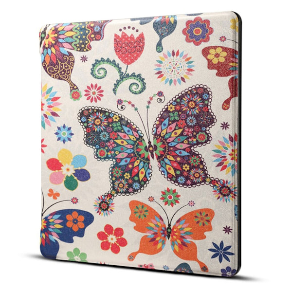 Amazon Kindle Oasis (2019) Stilfuldt mønster læder flip etui - Sommerfugle Multicolor