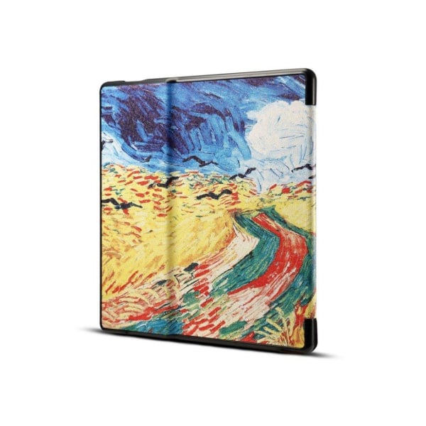 Amazon Kindle Oasis (2019) tyylikäs kuvio nahkainen flip case - Maisema Maalaus Multicolor