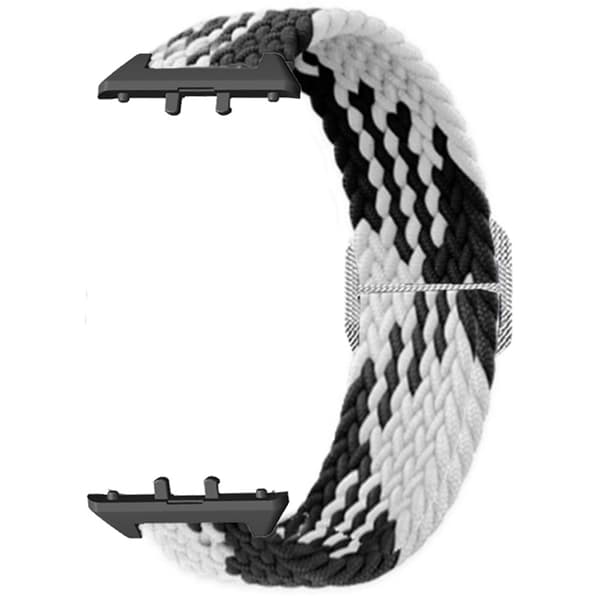 Samsung Galaxy Fit3 erstatningsarmbånd 12 mm nylonflettet urrem - Sort / Hvid White
