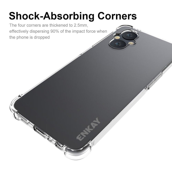 ENKAY klart faldsikkert etui til OnePlus Nord N20 5G Transparent