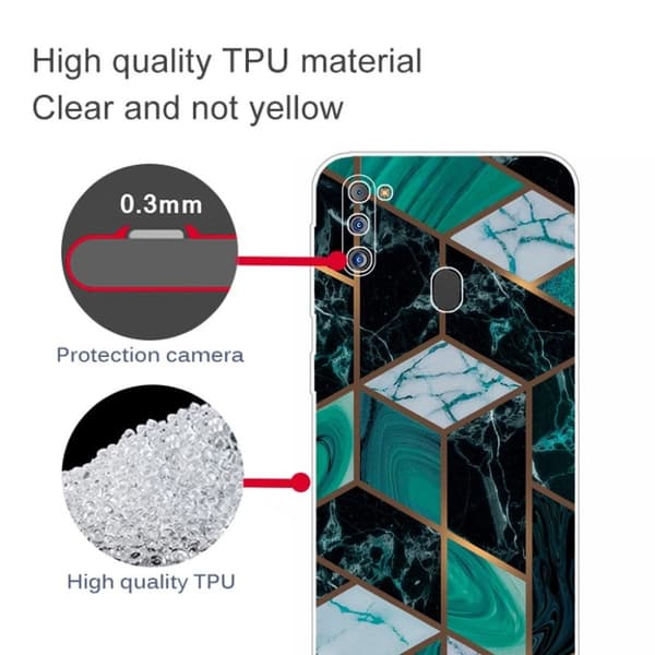 Marble Samsung Galaxy M21 2021 Suojakotelo - Emerald Marble Green