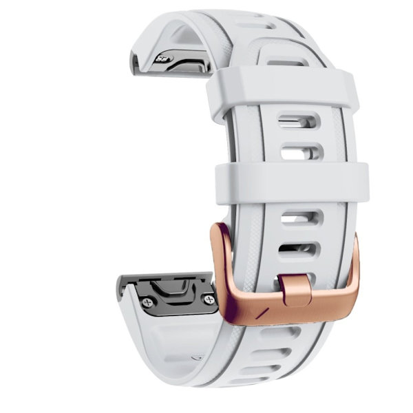 20 mm silikonrem med rosa gullspenne til Garmin-klokke - Hvit White