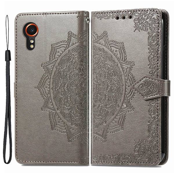 Mandala läder Samsung Galaxy Xcover 7 fodral - Grå Silvergrå