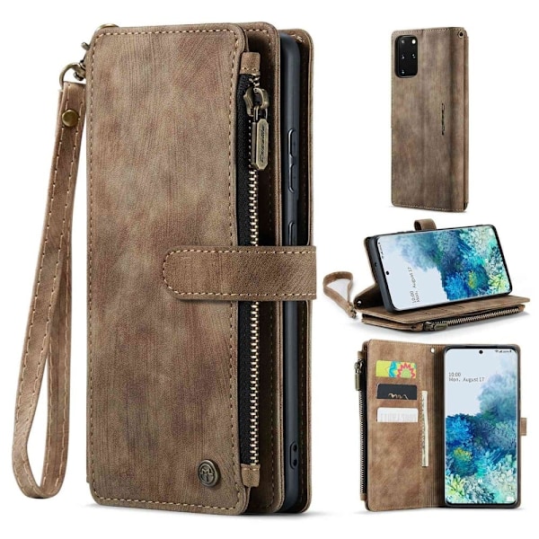 CaseMe vetoketjullinen lompakko-puhelinkotelo Samsung Galaxy S20 Plus - Ruskea Brown