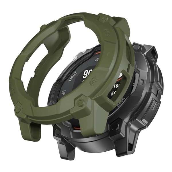 Garmin Instinct 3 Solar 50 mm fleksibelt klokkeveske med uthult, robust støtfangerdeksel - Militærgrønn Green