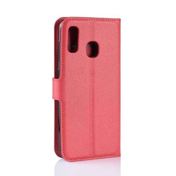 Samsung Galaxy A40 Litchi Læretui - Rød Red