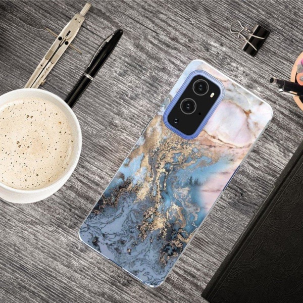 Marmormotiv OnePlus 9 Pro skal - Blåaktig Guldmarmor multifärg