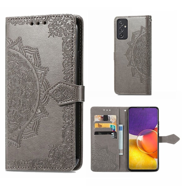 Mandala Samsung Galaxy A82 5G etui i lær - Grå Silver grey