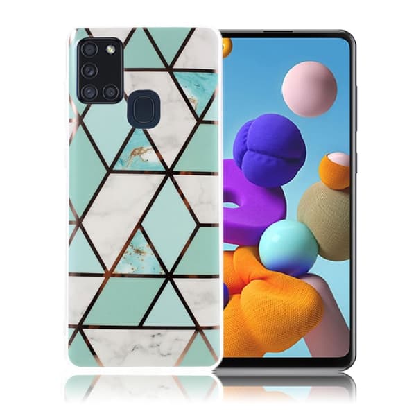 Marble Samsung Galaxy A21s Etui - Grønn / Hvit White