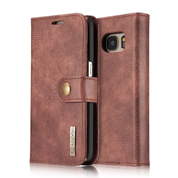 DG.MING Samsung Galaxy S7 G930 mobilfodral delat läder TPU material skyddande plånbok avtagbart - Röd Röd