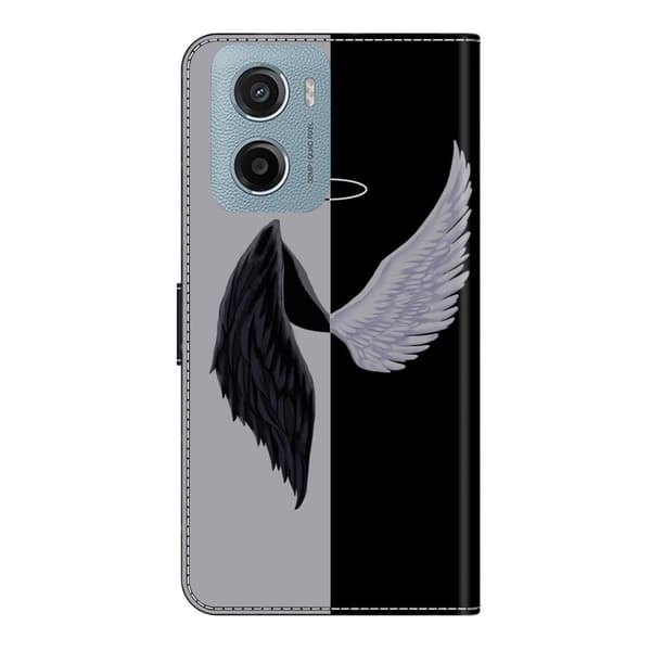 Motorola Moto E15 4G Etui med magnetisk lås 3D-mønster Læderpung Telefoncover - Sort / Sort White