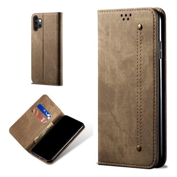 Jeans Samsung Galaxy A32 5G flip etui - khaki Beige