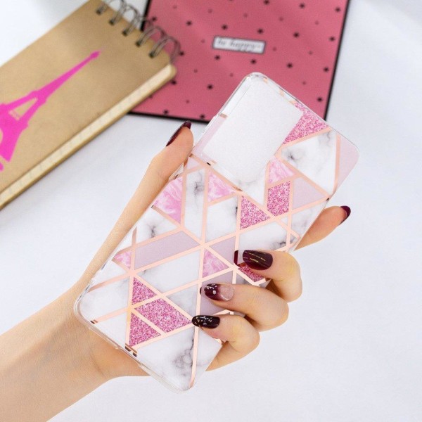 Marble Samsung Galaxy S21 Ultra etui - hvid / pink Pink