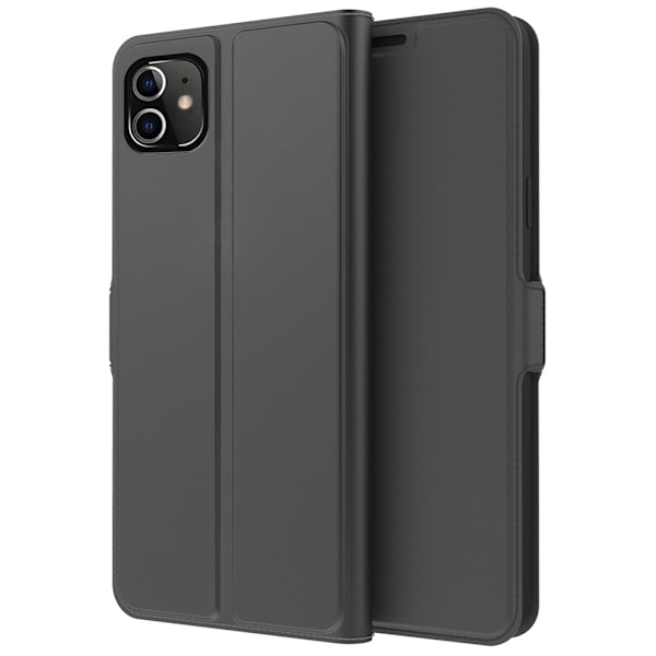 Sileä ja ohut premium-PU-nahkakotelo iPhone 12 / iPhone 12 Pro - Musta Black
