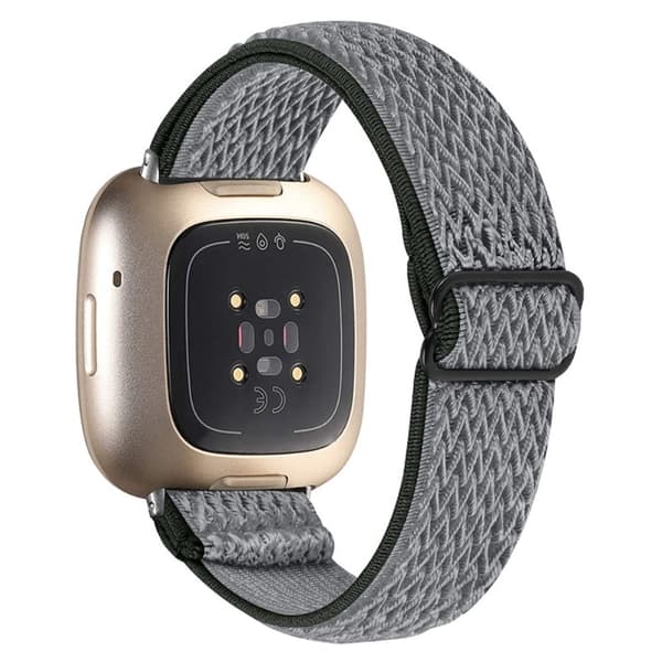 Fitbit Sense / Versa 3 elastiskt klockarmband med justerbart spänne - Mörkgrå Silvergrå