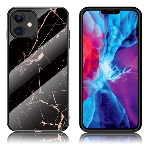 Fantasy Marmor iPhone 12 Mini skal - Svart/Guld Svart