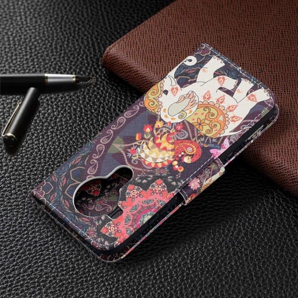 Wonderland Nokia 5.4 Flippetui - Mandala og Elefant Multicolor