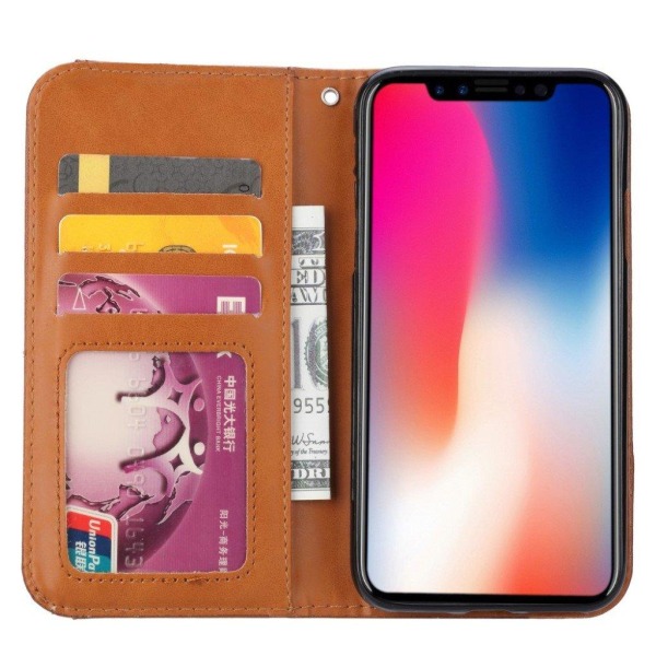 iPhone Xs Max Kätevä Synteetti Nahkainen Lompakko Kotelosuoja Us Brown