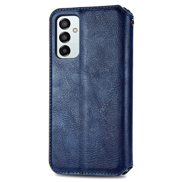 Läder Samsung Galaxy M23 fodral med romb-design - Blå Blå