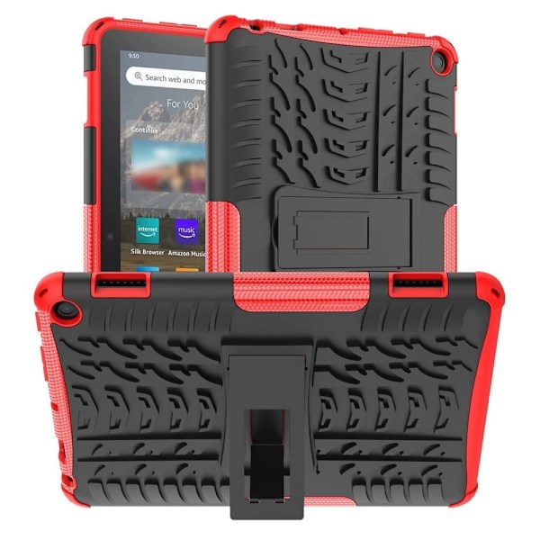 Dekkmønstret kickstand-etui for Amazon Fire 8 HD (2022) - Rød Red