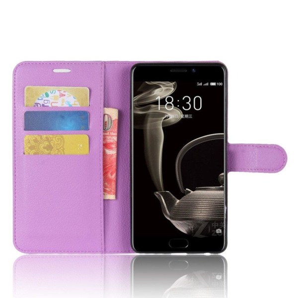 Meizu Pro 7 Plus Læder etui med Litchi tekstur - Mørk og lilla Purple