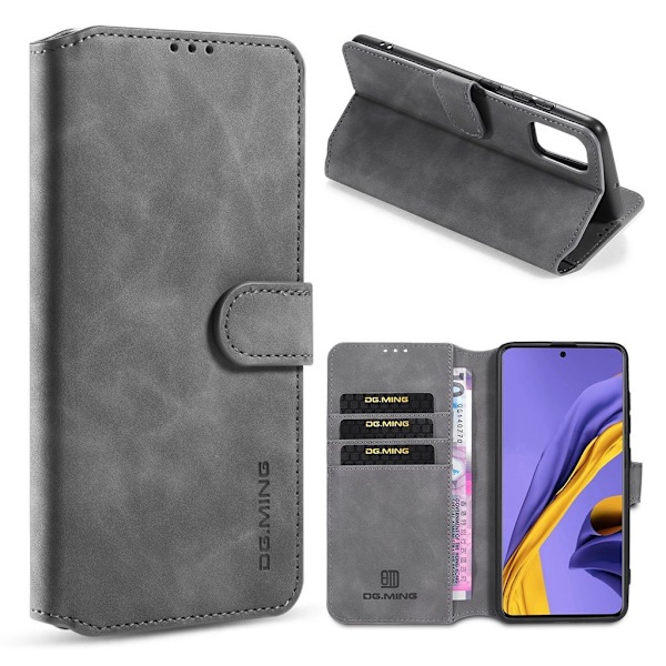 DG.MING Samsung Galaxy A71 Retro Veske - Grå Silver grey