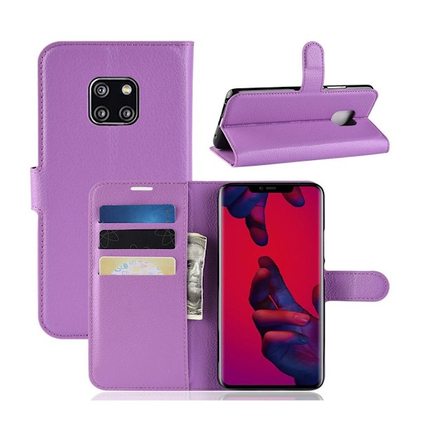 Huawei Mate 20 Pro flipfodral i litchi-texturläder - Lila Lila