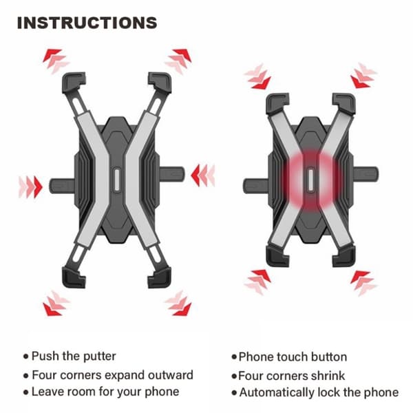 Universaali 360 asteen polkupyörän puhelimen pidike - Harmaa Silver grey