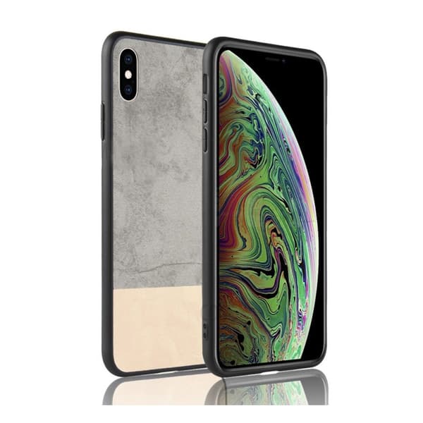 iPhone Xs Max stænktæt tofarvet læderetui med splejsning - Grå Silver grey