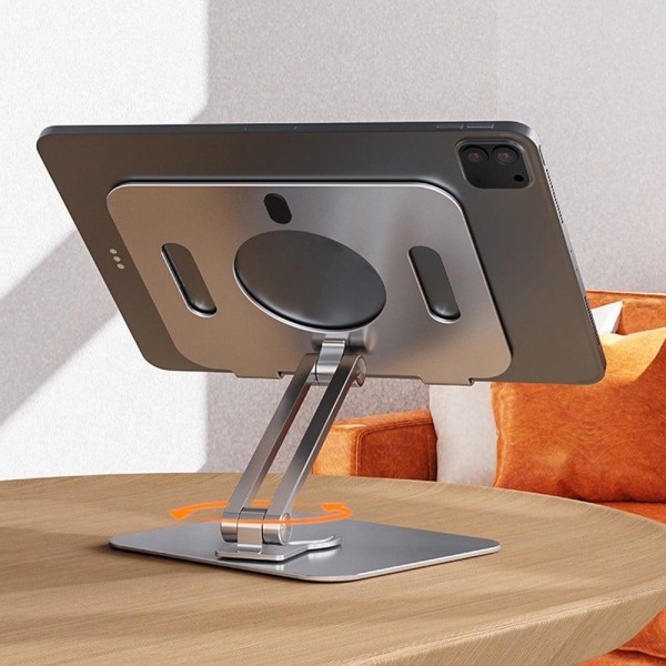 Universal aluminum alloy folding desktop stand for tablet - Silv Silvergrå