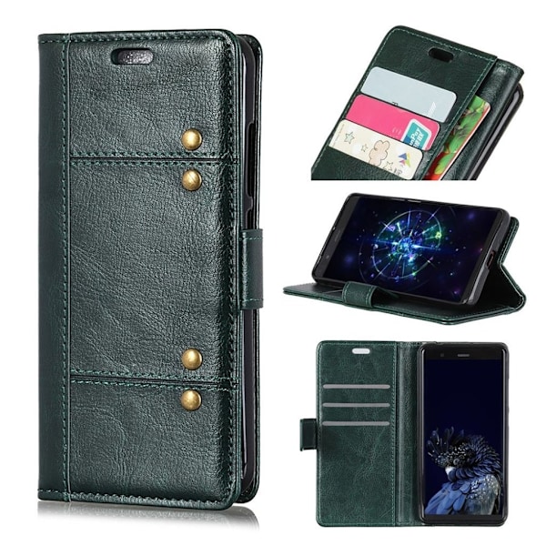 Crazy Horse iPhone Xs Max magnetisk læder flip cover - Sortgrøn Green