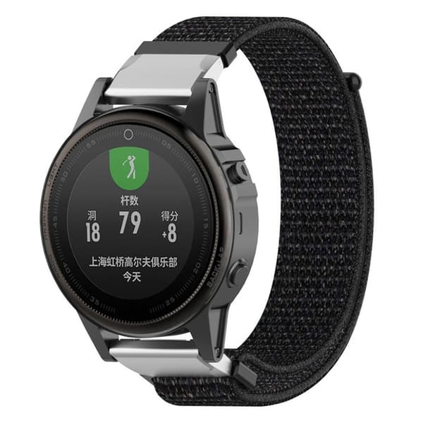 Garmin Fenix ​​5S borrelås nylon - Sort Black