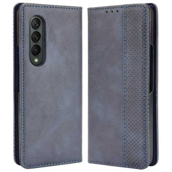 Bofink Vintage läder Samsung Galaxy Z Fold4 fodral - Blå Blå